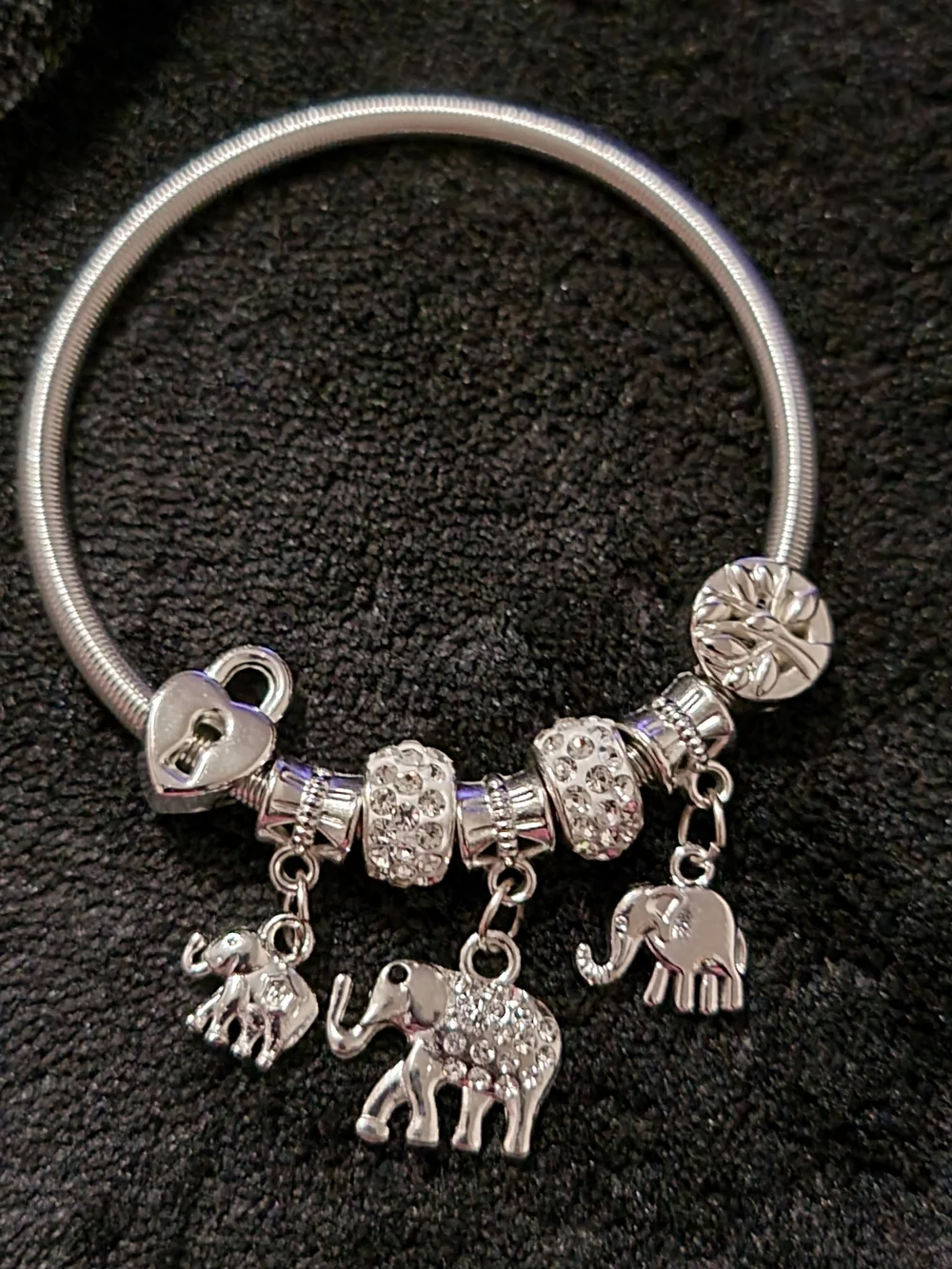 Silver Tone Elephant Charm Bracelet - Women's Jewelry